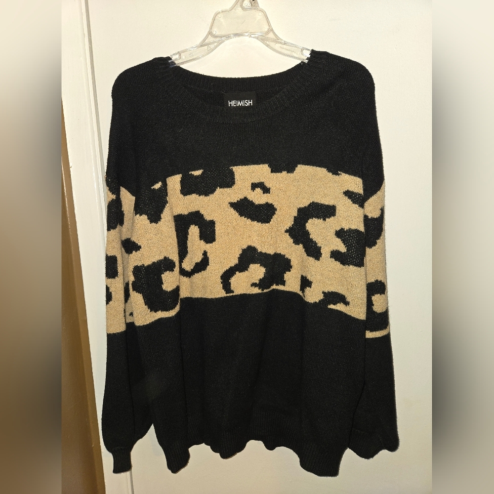 Black and Tan Leopard Print Sweater From a Boutique